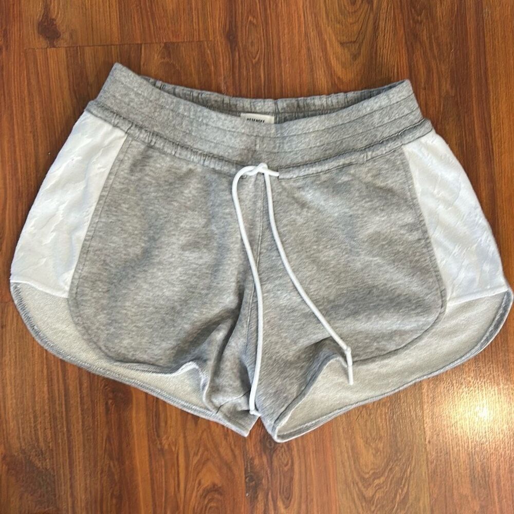 Adidas Heather Gray and white shorts with drawstring size M